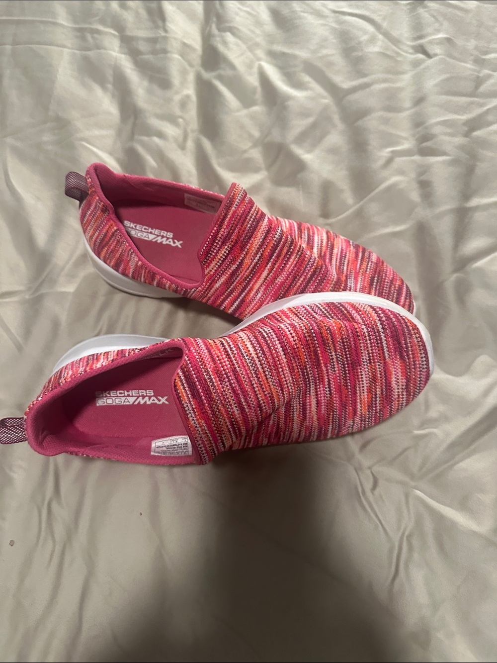 Skechers Pink Multi-Stripe Slip-On Memory Foam Sneakers